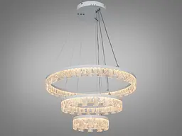 Стильная подвесная LED-люстра для зала Diasha MD78201/600+400+200WH, біла, 105W, Ø60 см, 3 кільця - мініатюра 6