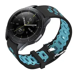 Спортивний ремінець Primo Perfor Classic для годинника Samsung Galaxy Watch 42 мм (SM-R810) Black Blue - мініатюра 2