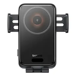 Автотримач для телефона з БЗП Baseus Wisdom Pro Auto Coil Alignment Car Mount Wireless Charger Air Outlet Version Cosmic чорний - мініатюра 3