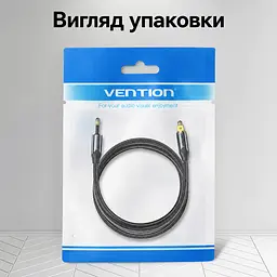 Оптический аудиокабель Vention 1 м тослинк S/PDIF штекер Toslink к штекеру Mini Toslink 3,5 мм наружный диаметр кабеля 4,5 мм оболочка PVC с хлопковой оплёткой чёрный с золотистыми частями штекеров (BKCBF) - миниатюра 7