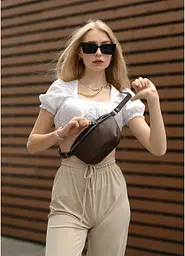 Жіноча сумка на пояс бананка Sambag Polo шоколадна (86123020) - мініатюра 2