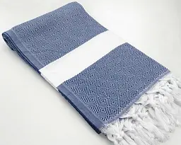 Рушник пештемаль Turkey Towel 100х180 см легкий великий для пляжу басейну бані сауни підстилка на дачу пікнік природу відпустку море ромб темно-блакитний - мініатюра 4