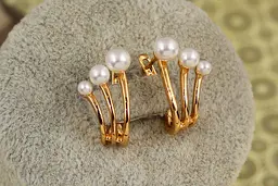Сережки Xuping Jewelry триквел з перлинами 2 см золотисті