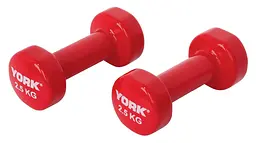 Гантелі для фітнесу вінілові круглі York Fitness 2х2,5кг червоний - мініатюра 3