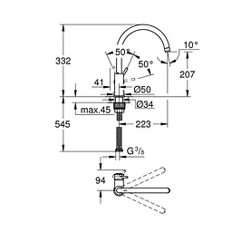 Змішувач для кухні Grohe QuickFix Start Classic 31553001, Хром - мініатюра 2