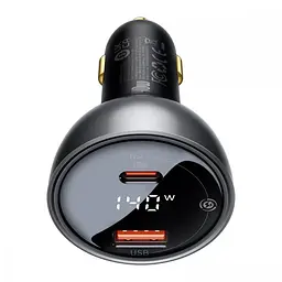 Автомобільний ЗП Baseus Digital Display 140W USB + Type-C + Кабель Type-C to Type-C 240 W (1 м) чорний - мініатюра 4