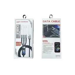 Дата кабель USB 2.0 AM to Lightning + Micro 5P + USB-C 1.2m 100W nylon black XoKo (SC-3100) - мініатюра 4