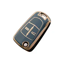 Чохол ключа Opel сірий+золота окантовка 65х35мм (2 кнопки) TPU