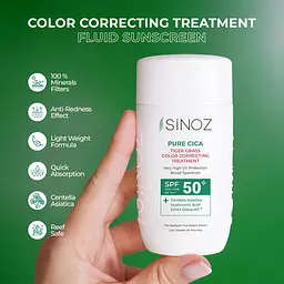Сонцезахисний флюїд для обличчя Sinoz Pure Cica Tiger Grass SPF50+ для корекції тону шкіри 50 мл - мініатюра 3