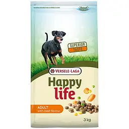 Сухий преміум корм Happy Life Adult with Beef flavouring Хеппі Лайф Яловичина для собак всіх порід 3 кг (311035)