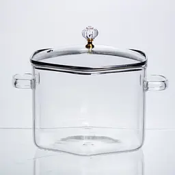 Каструля скляна Yiwu HP-34-41 шестигранна 3.5 л з кришталевою ручкою для варіння та тушкування - мініатюра 4