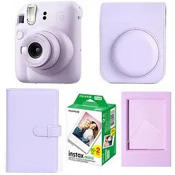 Набор камера Fujifilm Instax Mini 12, Фотобумага 20шт, Чехол, Фотоальбом 108 фото, Фоторамка Фиолетовый