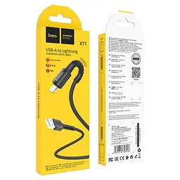 Кабель Hoco X71 Pisces Cable USB to Lightning 2,4A 1m Black - мініатюра 2