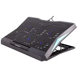 Підставка для ноутбука до 17" ColorWay Q3, Black, 6x6 см вентилятори, регулювання нахилу, синє LED підсвічування, 2xUSB, 400х367х40 мм, 1020 г (CW-CLQ3)