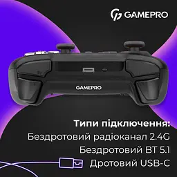 Геймпад GamePro із зарядною станцією BT 5.3/USB/2.4 ГГц (Switch/PC/iOS/Android) RGB Black (GPX13BDOC) - мініатюра 5