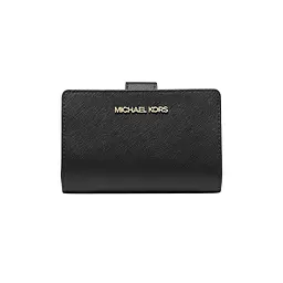 Жіночий шкіряний гаманець MICHAEL KORS (середній, чорний, золотистий логотип)