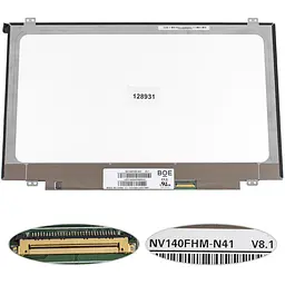 Матриця 14.0" NV140FHM-N41 (1920*1080 30pin(eDP 250cd/m2 (!!!) IPS) LED SLIM (вертикальні вушка) матова роз'єм