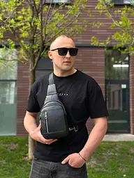 Чоловічий стильний слінг на плече 18х32х6 для подорожей та відпочинку TIDING BAG 7862 чорний - мініатюра 10