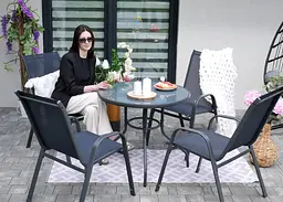Комплект садових меблів GardenLine Verona-4 Grey круглий стіл