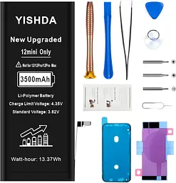 Акумулятор YISHDA 3500mAh для iPhone 12 Mini (A2399/A2400/A2398/A2176) з набором інструментів