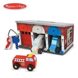 Ігровий набір Melissa&Doug Дерев'яний гараж рятувальних машин з ключами (MD4607) - мініатюра 5