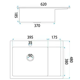 Кухонна мийка Rea Fin 620x480 мм nickel brushed ZLE-06012 - мініатюра 2