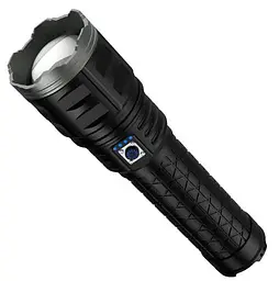 Потужний ручний ліхтар AK138 4х18650 акумуляторний тактичний White Laser Powerbank IP44 Type-C zoom Чорний - мініатюра 4