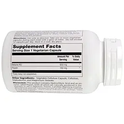 Пробіотики Solaray Бетаїн HCL і Пеппсін, HCL with Pepsin, 650 мг, 100 вегетаріа (SOR-04814) - мініатюра 2