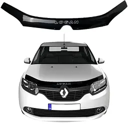 Дефлектор капота мухобійка Renault Logan / Sandero 2013- Євро кріплення Voron Glass
