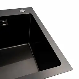 Кухонна мийка Platinum Handmade 65x45 (650x450x230 мм) PVD чорна HSB, Чорний - мініатюра 4