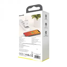 Зарядний пристрій Baseus Speed Mini Dual USB 10.5W Білий (CCFS-R02) - мініатюра 8