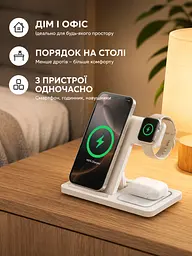 Беспроводная зарядная станция 3 в 1 15 W для iPhone, Apple Watch и AirPods белая (49676321) - миниатюра 8