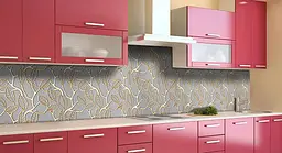 Кухонний фартух Золоте листя ПВХ для декору 60х300 см Абстракція Сірий Happy Pocket Z183876 - мініатюра 3