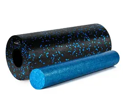 Масажний ролик (роллер) гладкий PowerPlay PP-4348 2 in 1 EPP Foam Roller Чорно/Синій (33x14 см) (PP_4348_Blue_(33*14))