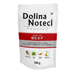 Вологий корм для собак Dolina Noteci Premium з яловичиною пауч 500 г