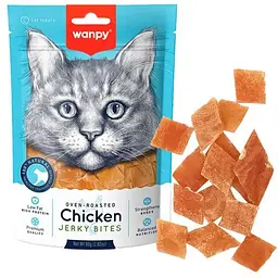 Ласощі для котів Wanpy Chicken Jerky Bites шматочки курячі в'ялені 0.08кг