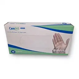 Перчатки виниловые Care 365 одноразовые без пудры белые размер S 100 шт. - миниатюра 3