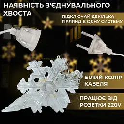 Гірлянда-штора Зірки та сніжинки розмір 3*1 м 12 фігур, жовтий GarlandoPro 1733063Y - мініатюра 2
