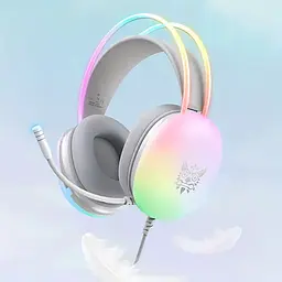 Накладні ігрові навушники Onikuma X25 дротові з гарнітурою та RGB-підсвіткою сірі - мініатюра 2