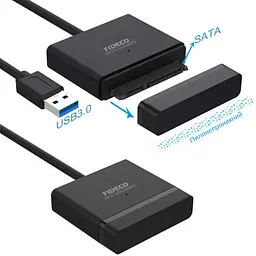 Адаптер Fideco з живленням для 2.5"/3.5" SATA HDD/SSD USB 3.0 Чорний (FMC1PA0SA1PB 2674) - мініатюра 2