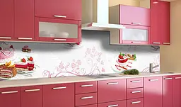 Вініловий кухонний фартух Happy Pocket Полуничне тістечко наклейка для кухні абстракція Їжа Рожевий Z181751 - мініатюра 2