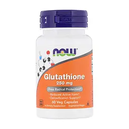 Аминокислота Now Foods Глутатион, Glutathione, 250 мг, 60 вегетарианских капсул (NOW-00096)