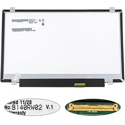 Матриця 14.0 B140RW02 V.1 (1600*900 40pin LED SLIM (вертикальні вушки) матова роз'єм праворуч знизу) для ноутбука (renew)