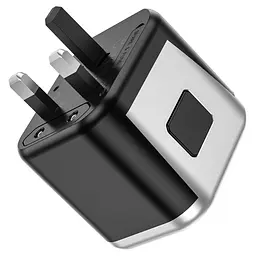 Мережевий зарядний пристрій Hoco AC5 2 USB (EU, US, UK, AUS) сріблясто-чорний - мініатюра 6