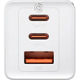 Зарядний пристрій Baseus GaN5 Pro 65W 2×Type-C + USB з кабелем Type-C to Type-C 100W 1 м White (CCGP120202) - мініатюра 5