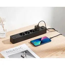 Мережевий фільтр XO WL10 подовжувач 1.8 м 4 розетки 4 USB чорний - мініатюра 3