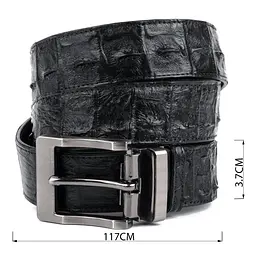 Ремінь класика з натуральної шкіри крокодила чорний CROCODILE LEATHER 18018 117 см - мініатюра 6