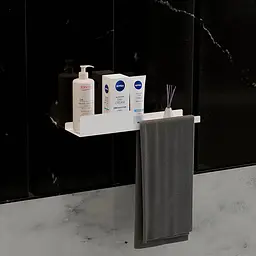 Полиця в ванну кімнату Nice & Cozy Combo з отвором для рушників біла - мініатюра 2