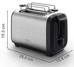 Тостер Tefal Subito 1100 Вт розморожування щипці нерж. сталь чорний - мініатюра 9