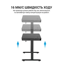 Комп'ютерний стіл OfficePro з електрорегулюванням висоти чорний (ODE111B) - мініатюра 12
